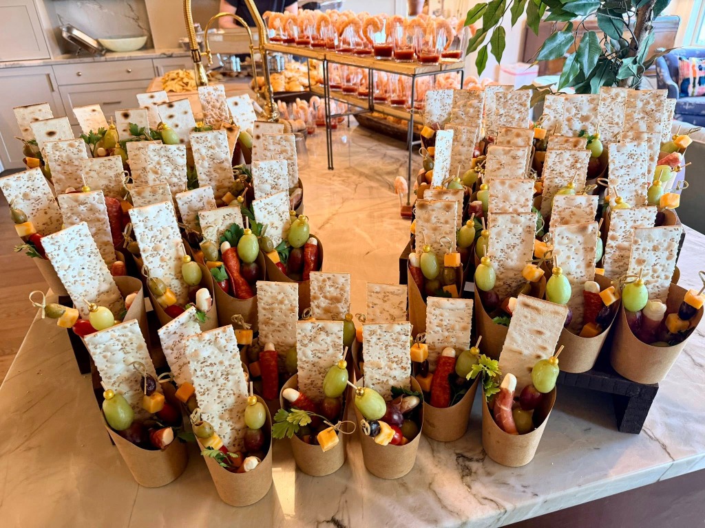 Charcuterie cones and shrimp cocktails